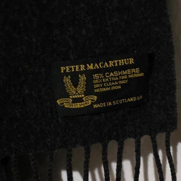 Peter Macarthur Made in Scotland UK Cashmere Merino Wool Blend Scarf - Charcoal - Picture 2 of 3